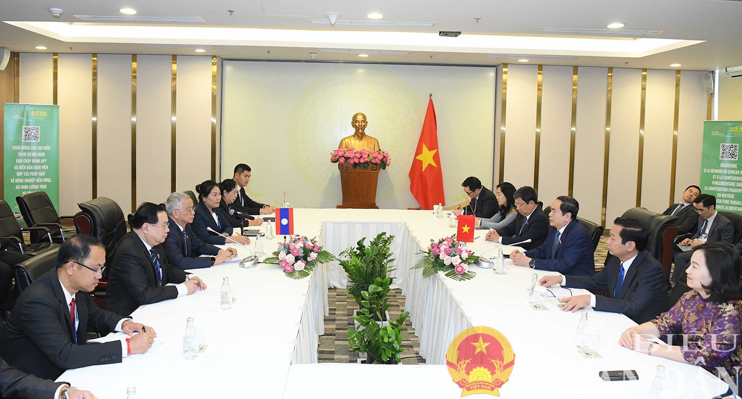 Chủ tịch Quốc hội Trần Thanh Mẫn tiếp Phó Chủ tịch Quốc hội Cộng hòa Dân chủ Nhân dân Lào Sommad Pholsena. Ảnh: Lâm Hiển