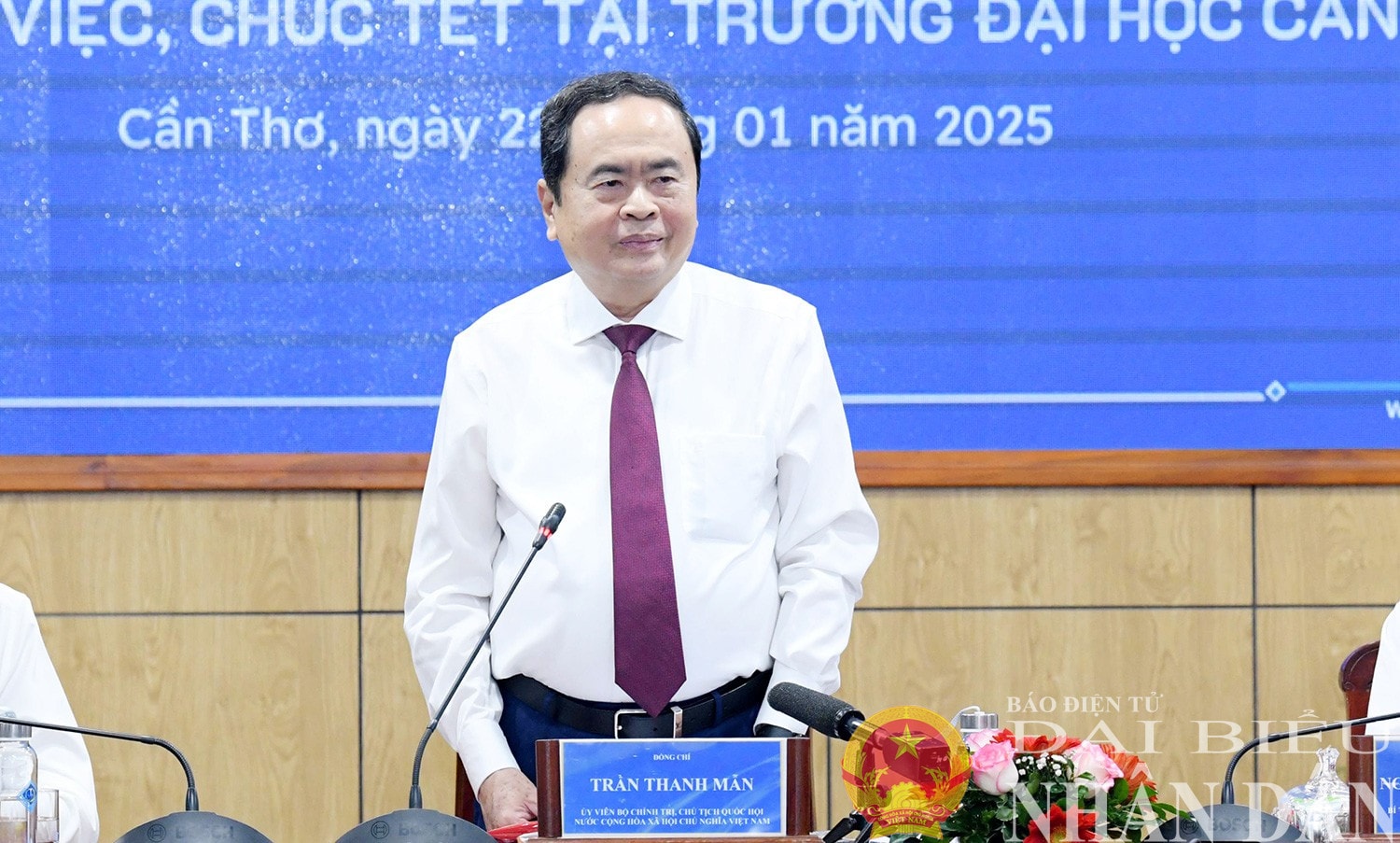 Chủ tịch Quốc hội Trần Thanh Mẫn phát biểu tại cuộc làm việc. Ảnh: Lâm Hiển