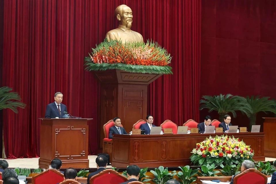Tổng Bí thư Tô Lâm phát biểu khai mạc Hội nghị Ban Chấp hành Trung ương Đảng khóa XIII. Ảnh: Thống Nhất/TTXVN