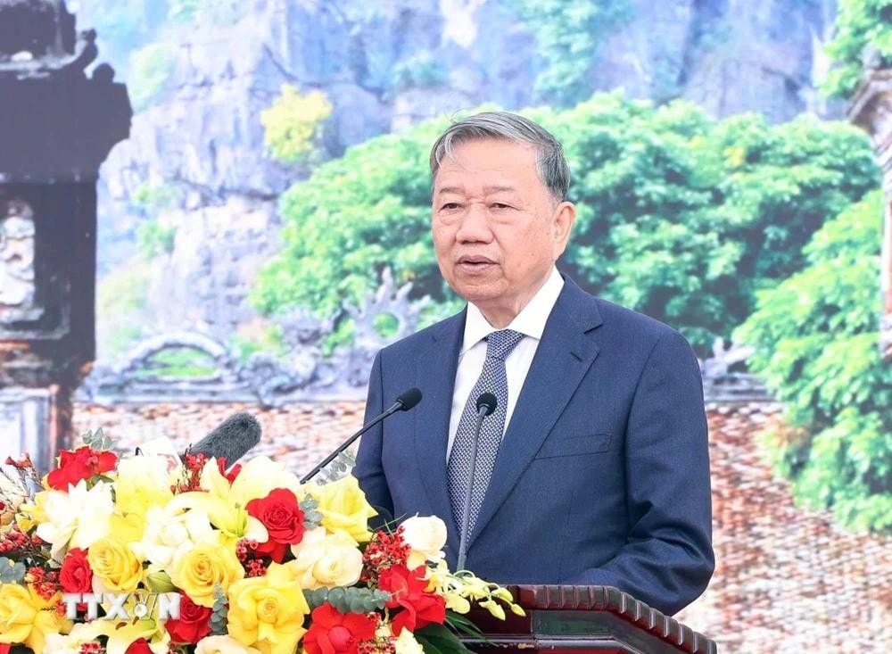 Tổng Bí thư Tô Lâm phát biểu tại Lễ phát động “Tết trồng cây đời đời nhớ ơn Bác Hồ” Xuân Ất Tỵ 2025. Ảnh: Thống Nhất/TTXVN