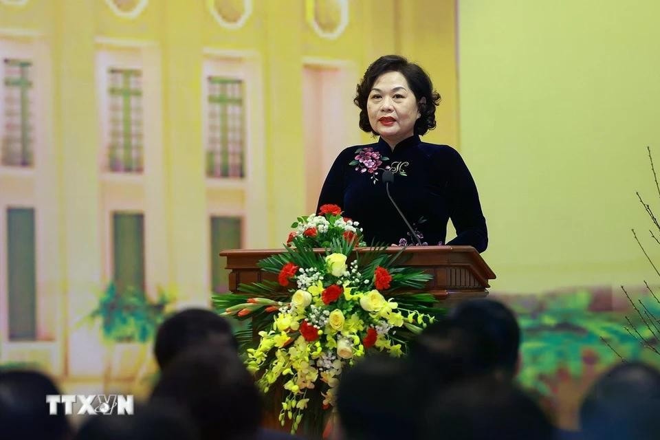 Thống đốc Ngân hàng Nhà nước Việt Nam Nguyễn Thị Hồng phát biểu. Ảnh: Dương Giang/TTXVN