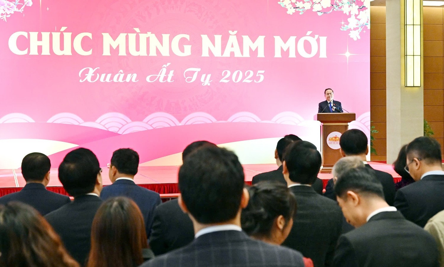 Chủ tịch Quốc hội Trần Thanh Mẫn phát biểu tại cuộc gặp mặt. Ảnh: Quang Khánh