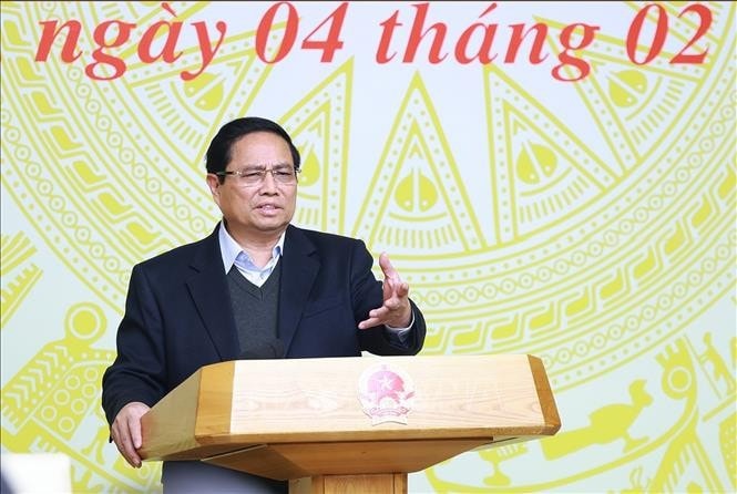 Thủ tướng Phạm Minh Chính kết luận Phiên họp thứ hai Ban Chỉ đạo xây dựng nhà máy điện hạt nhân. Ảnh: Dương Giang/TTXVN