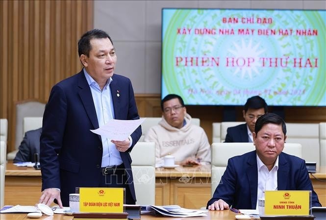 Chủ tịch Tập đoàn Điện lực Việt Nam Đặng Hoàng An phát biểu. Ảnh: Dương Giang/TTXVN