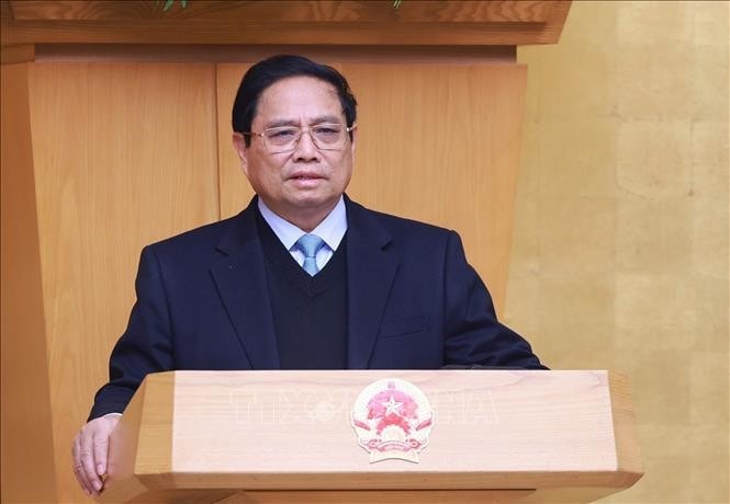 Thủ tướng Phạm Minh Chính chủ trì Phiên họp Chính phủ thường kỳ tháng 1.2025. Ảnh: Dương Giang/TTXVN
