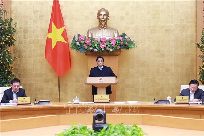 Thủ tướng Phạm Minh Chính chủ trì Phiên họp Chính phủ thường kỳ tháng 1.2025. Ảnh: Dương Giang/TTXVN