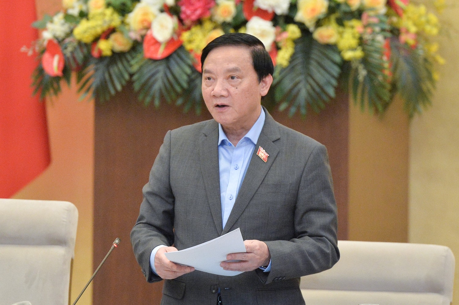 Phó Chủ tịch Quốc hội Nguyễn Khắc Định phát biểu. Ảnh: Hồ Long