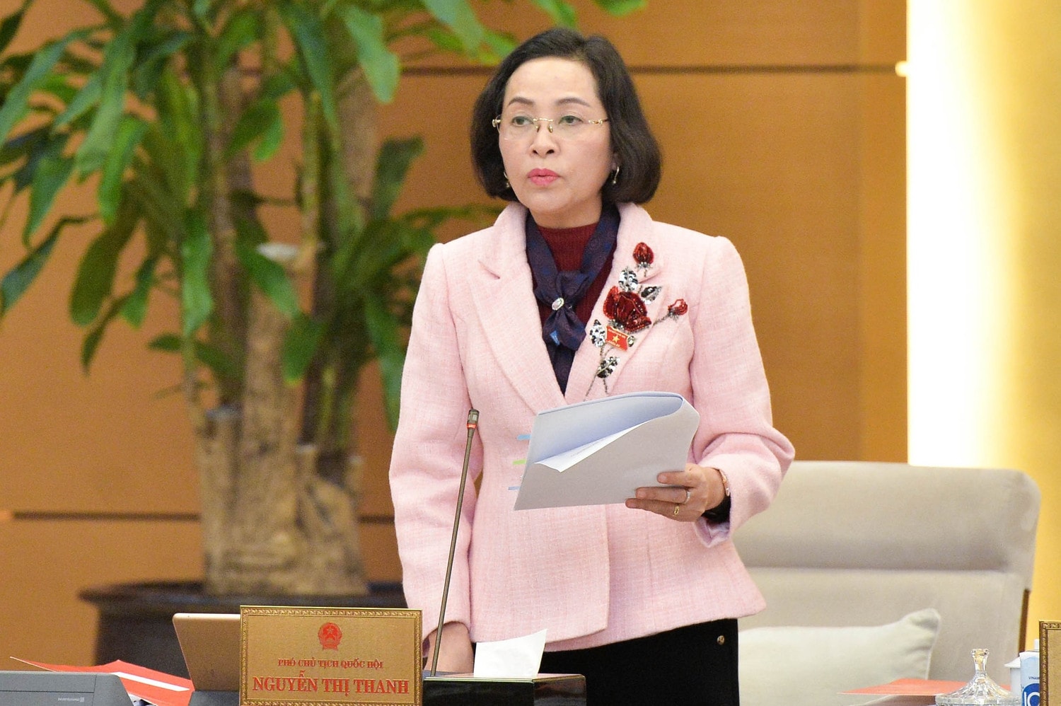 Phó Chủ tịch Quốc hội Nguyễn Thị Thanh phát biểu. Ảnh: Hồ Long