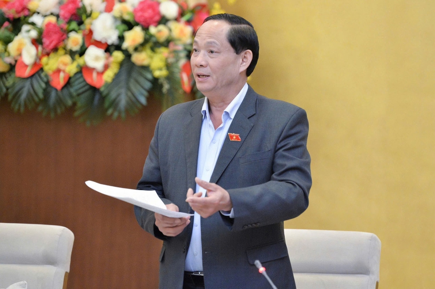 Phó Chủ tịch Quốc hội, Thượng tướng Trần Quang Phương phát biểu. Ảnh: Hồ Long