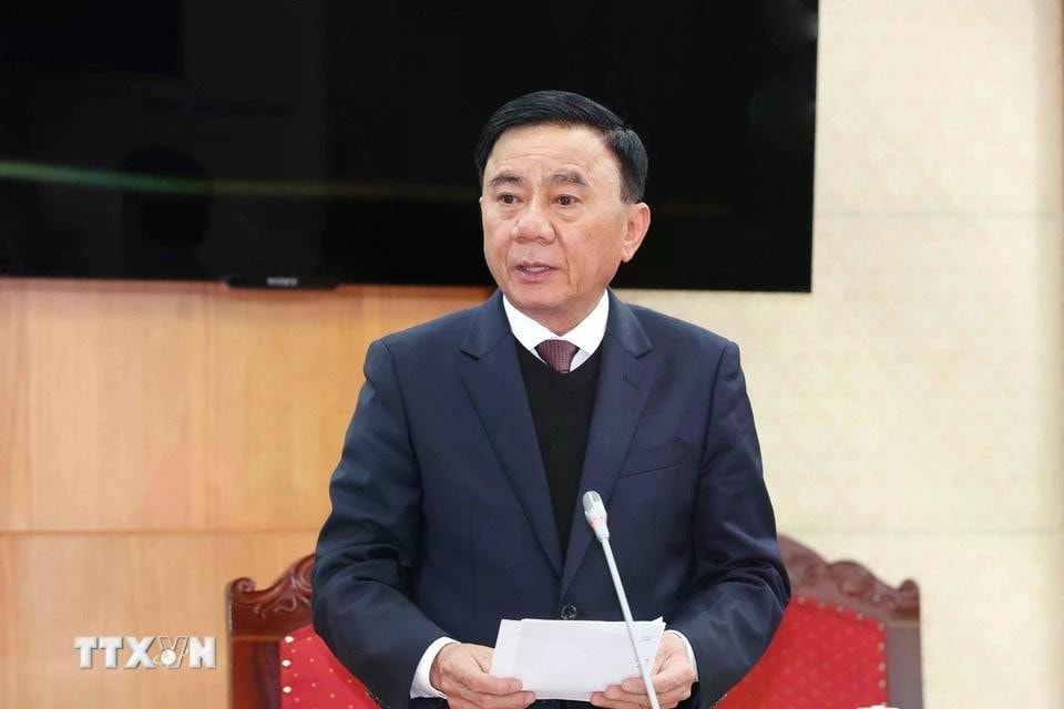 Đồng chí Trần Cẩm Tú, Ủy viên Bộ Chính trị, Thường trực Ban Bí thư, nguyên Chủ nhiệm Ủy ban Kiểm tra Trung ương, phát biểu tại hội nghị. Ảnh: Phương Hoa/TTXVN