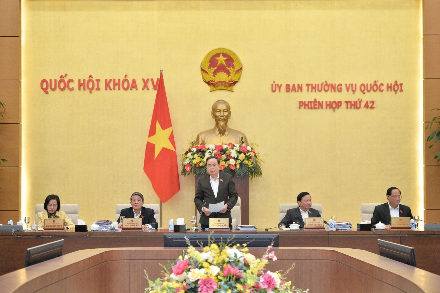 Chủ tịch Quốc hội Trần Thanh Mẫn phát biểu tại phiên họp. Ảnh: Hồ Long