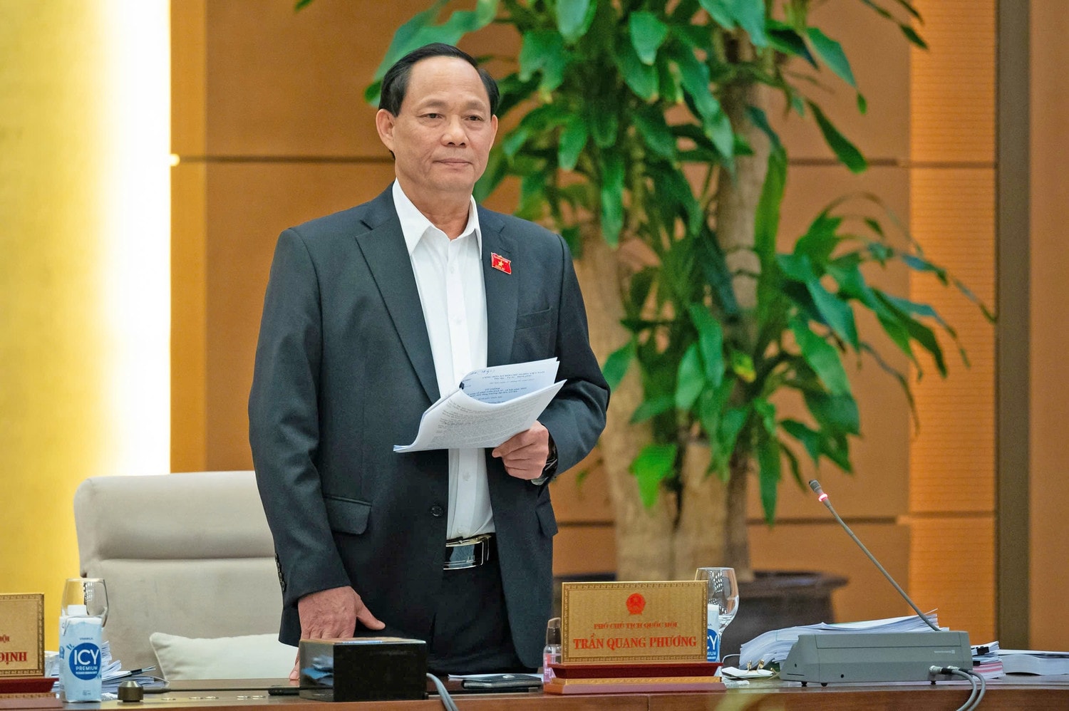 Phó Chủ tịch Quốc hội, Thượng tướng Trần Quang Phương phát biểu. Ảnh: Hồ Long
