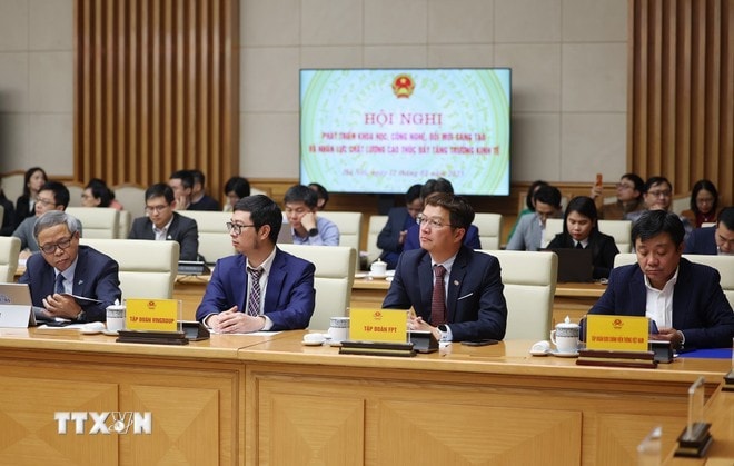 Các đại biểu dự Hội nghị phát triển khoa học, công nghệ, đổi mới sáng tạo và nhân lực chất lượng cao. Ảnh: Dương Giang/TTXVN