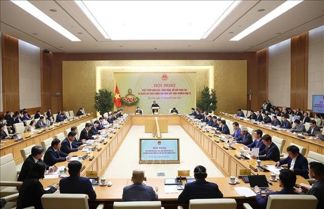 Hội nghị phát triển khoa học, công nghệ, đổi mới sáng tạo và nhân lực chất lượng cao. Ảnh: Dương Giang/TTXVN
