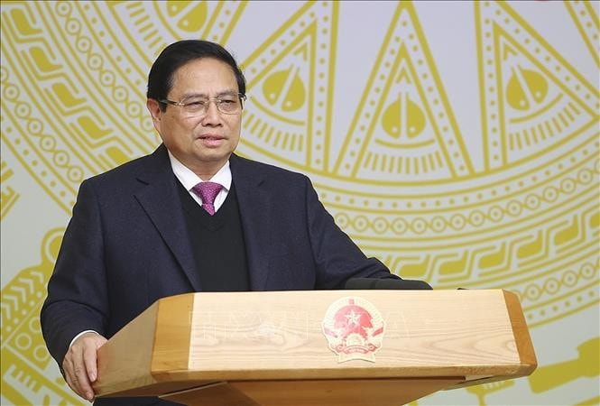 Thủ tướng Phạm Minh Chính khai mạc Hội nghị phát triển khoa học, công nghệ, đổi mới sáng tạo và nhân lực chất lượng cao. Ảnh: Dương Giang/TTXVN