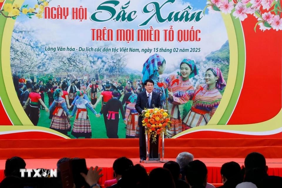 Chủ tịch nước Lương Cường phát biểu. Ảnh: Lâm Khánh/TTXVN