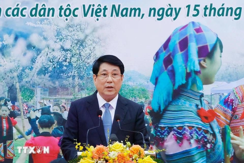 Chủ tịch nước Lương Cường phát biểu. Ảnh: Lâm Khánh/TTXVN