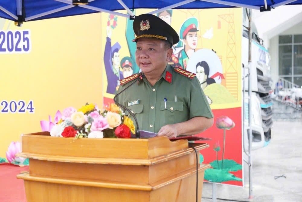 Giám đốc Công an tỉnh Bình Thuận Đại tá Lê Quang Nhân phát biểu chỉ đạo