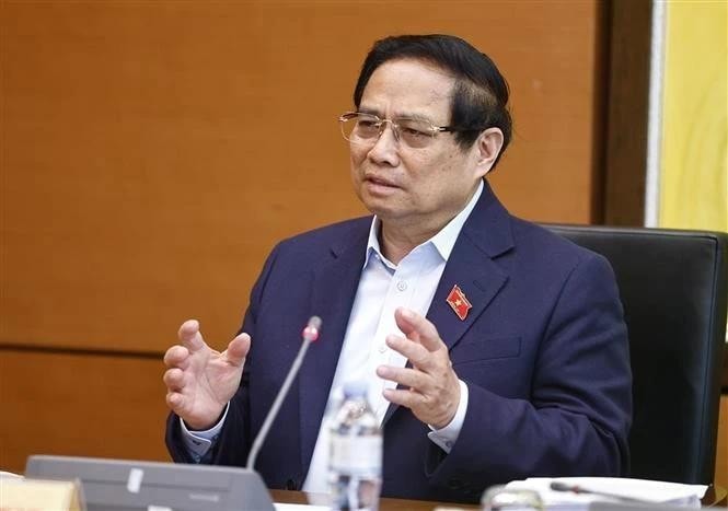 Prime Minister Pham Minh Chinh speaks in a group discussion as part of the National Assembly’s 9th extraordinary session on February 15 morning. (Photo: VNA) img-7315.jpg