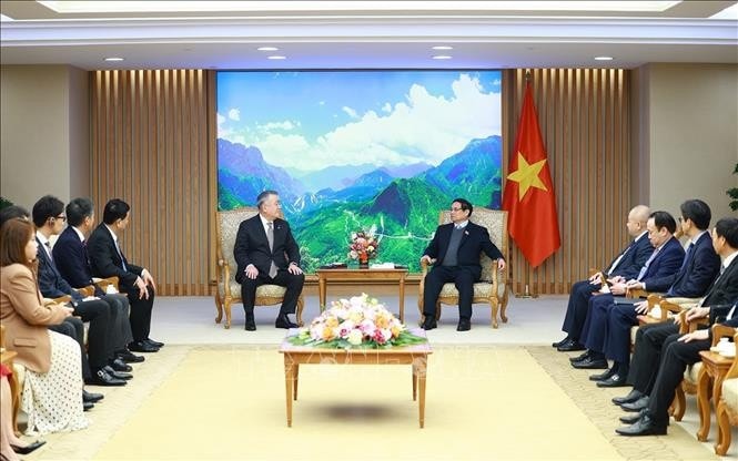 Thủ tướng Phạm Minh Chính tiếp ông Nagao Yutaka, Chủ tịch Tập đoàn Yamato (Nhật Bản). Ảnh: Dương Giang/TTXVN