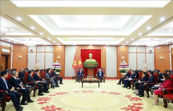 Tổng Bí thư Tô Lâm tiếp Bí thư Quảng Tây, Trung Quốc Trần Cương. Ảnh: Thống Nhất/TTXVN