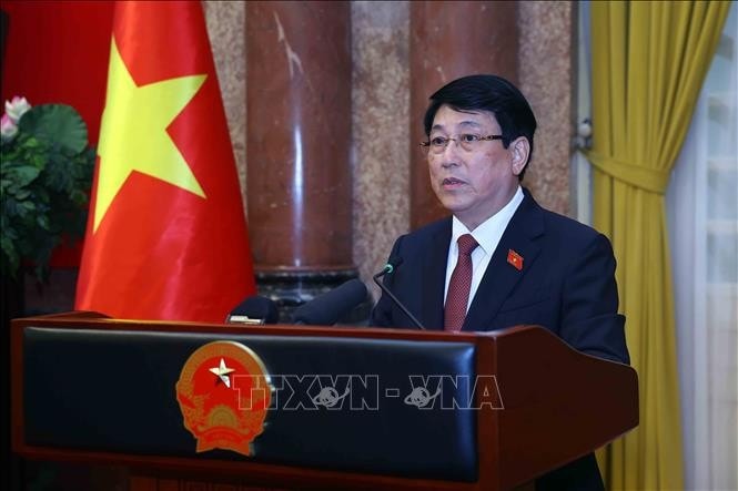 Chủ tịch nước Lương Cường phát biểu. Ảnh: Lâm Khánh/TTXVN