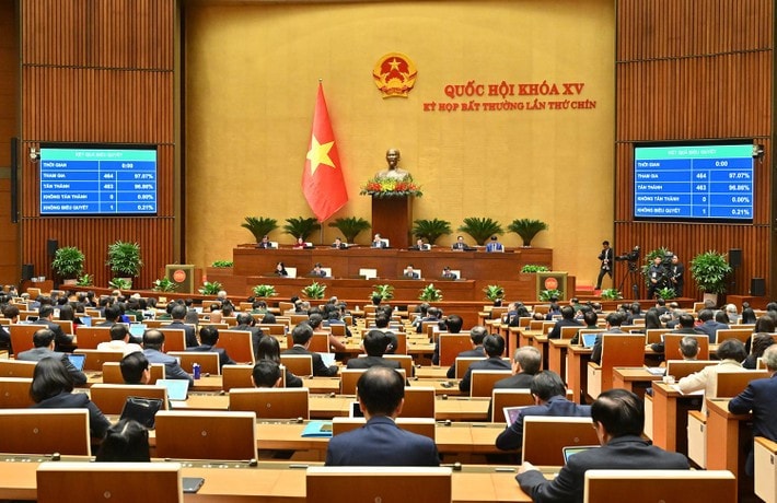 Lawmakers vote to pass resolution on supplements to the 2025 socio-economic development plan (Photo: Lam Hien) thongqua-kinhtei-vqk.jpg