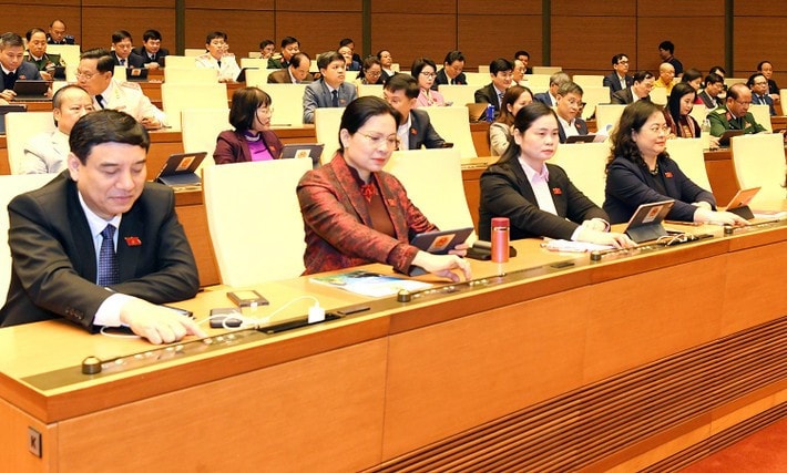 Lawmakers vote to pass resolution on supplements to the 2025 socio-economic development plan (Photo: Ho Long) dai-bieu-a7.jpg