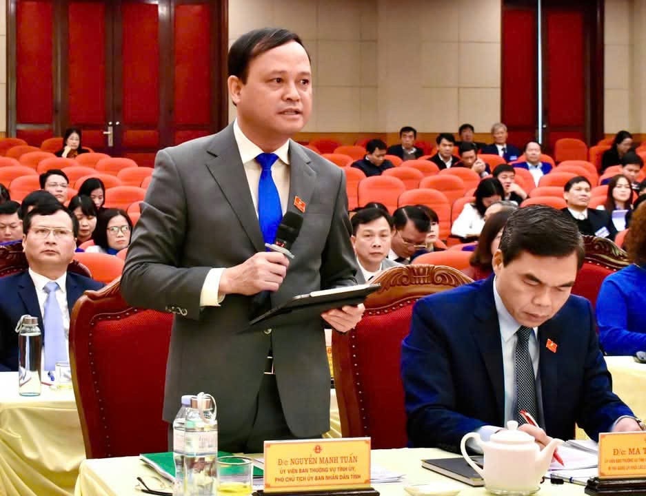 Phó Chủ tịch Thường trực UBND tỉnh Nguyễn Mạnh Tuấn phát biểu tại kỳ họp. Ảnh: Bảo Quyên