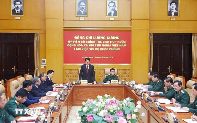 Chủ tịch nước Lương Cường phát biểu chỉ đạo. Ảnh: Lâm Khánh/TTXVN