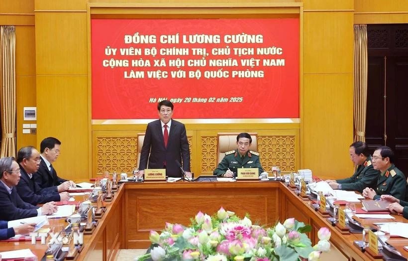 Chủ tịch nước Lương Cường phát biểu chỉ đạo. Ảnh: Lâm Khánh/TTXVN