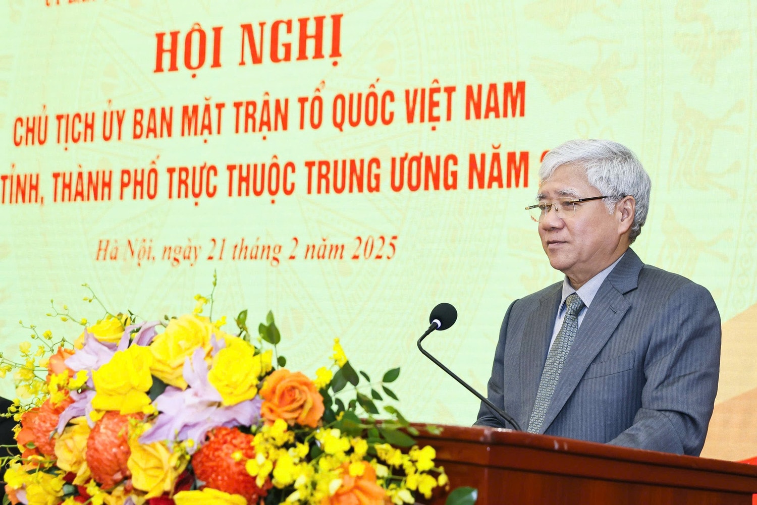 Chủ tịch Ủy ban Trung ương MTTQ Việt Nam Đỗ Văn Chiến phát biểu tại Hội nghị