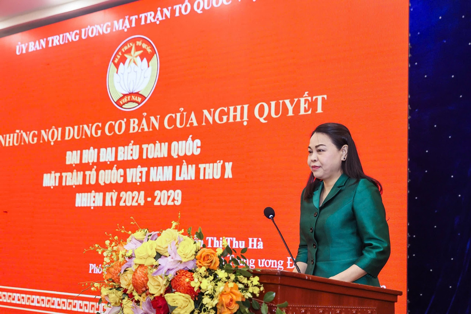 Phó Chủ tịch - Tổng Thư ký Ủy ban Trung ương MTTQ Việt Nam Nguyễn Thị Thu Hà quán triệt các nội dung Nghị quyết Đại hội đại biểu toàn quốc MTTQ Việt Nam lần thứ X, nhiệm kỳ 2024 - 2029