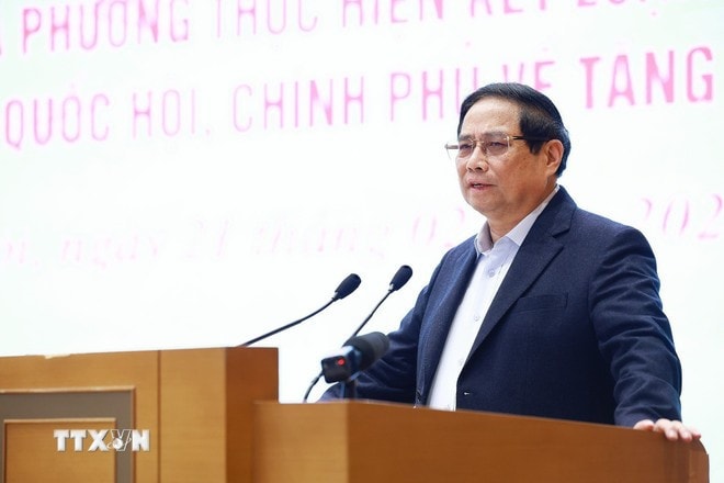Thủ tướng Phạm Minh Chính phát biểu khai mạc hội nghị. Ảnh: Dương Giang/TTXVN