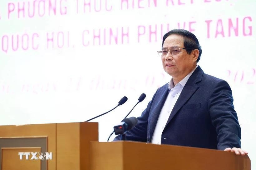 Thủ tướng Phạm Minh Chính phát biểu khai mạc hội nghị. Ảnh: Dương Giang/TTXVN