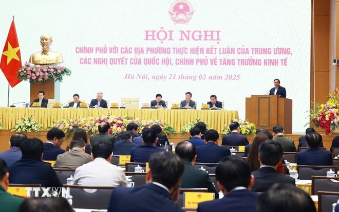 Hội nghị Chính phủ với các địa phương về tăng trưởng kinh tế. Ảnh: Dương Giang/TTXVN