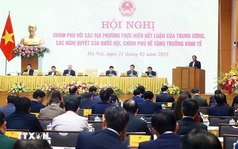 Hội nghị Chính phủ với các địa phương về tăng trưởng kinh tế. Ảnh: Dương Giang/TTXVN