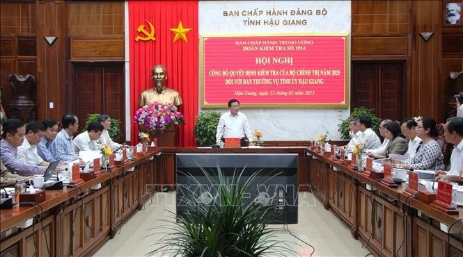 Hội nghị công bố Quyết định kiểm tra của Bộ Chính trị đối với Ban Thường vụ Tỉnh ủy Hậu Giang