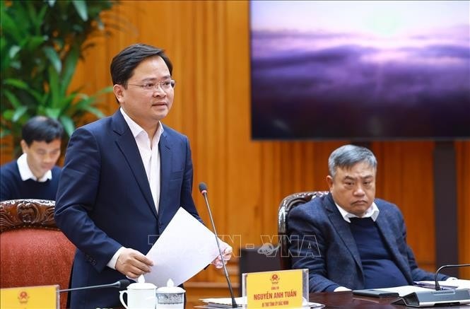 Bí thư Tỉnh uỷ Bắc Ninh Nguyễn Anh Tuấn phát biểu. Ảnh: Dương Giang/TTXVN