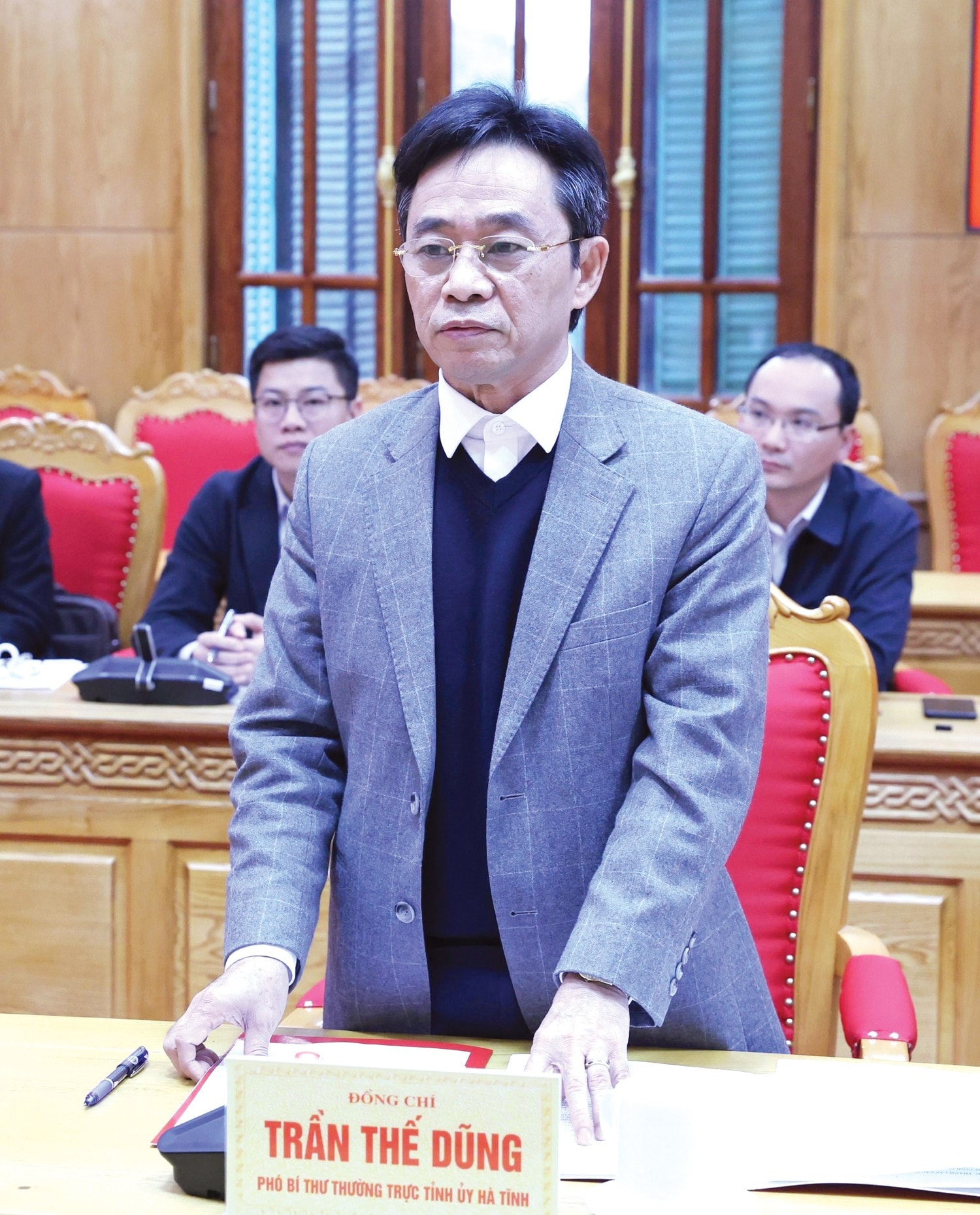Phó Bí thư Thường trực Tỉnh ủy Hà Tĩnh Trần Thế Dũng phát biểu