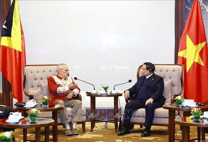 Thủ tướng Phạm Minh Chính tiếp Tổng thống Timor-Leste Jose Ramos-Horta. Ảnh: Dương Giang/TTXVN