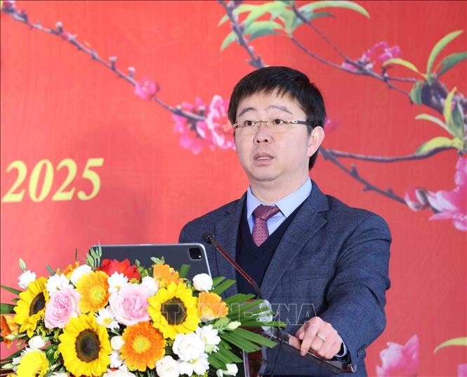 Thứ Trưởng Bộ Thông tin và Truyền thông Bùi Hoàng Phương phát biểu tại Hội nghị giao ban báo chí đầu Xuân Ất Tỵ 2025, sáng 4.2. Ảnh: Phương Hoa/TTXVN