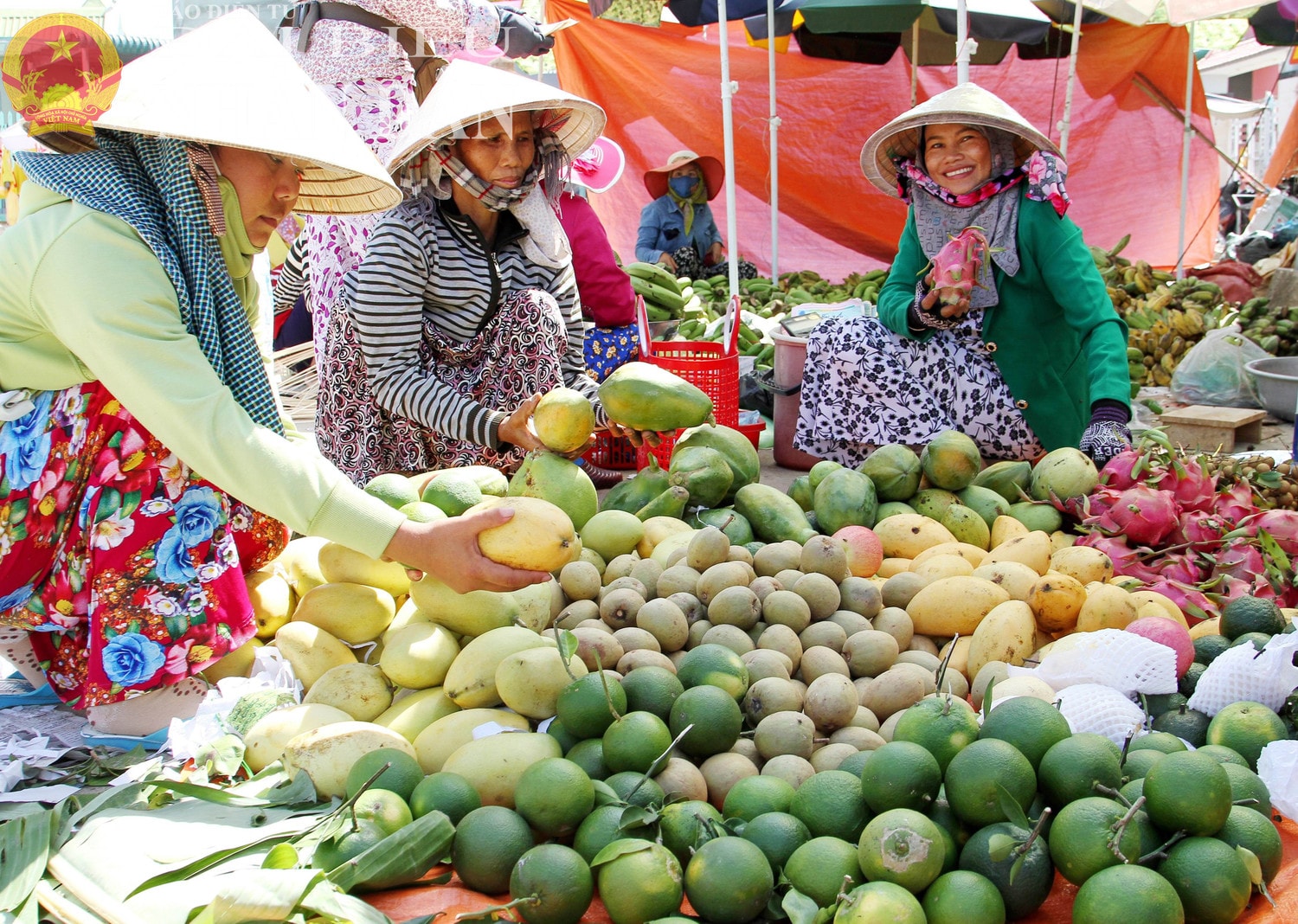 Phụ nữ làng Chăm Phước Nhơn mua trái cây, vật dụng thờ cúng tổ tiên trong dịp đón Tết Ramưwan 2025