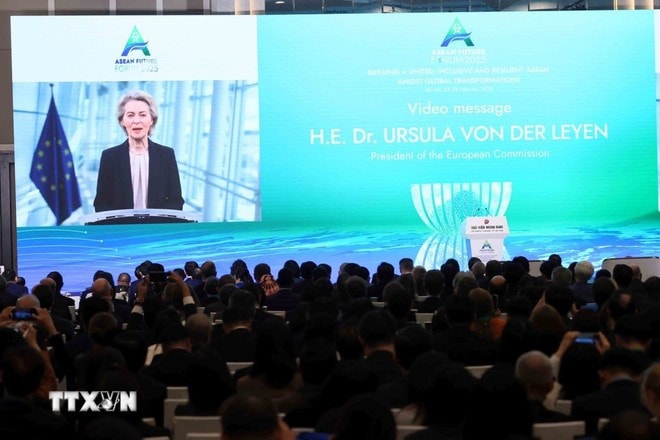 Chủ tịch Ủy ban châu Âu Ursula von der Leyen gửi thông điệp đến Diễn đàn Tương lai ASEAN. Ảnh: An Đăng/TTXVN