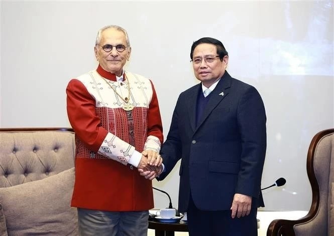 Prime Minister Pham Minh Chinh (R) and Timor-Leste President José Ramos-Horta at their meeting in Hanoi on February 25, 2025. Photo: VNA d91de06c-d569-4338-9d52-f076d1acb04b.jpg