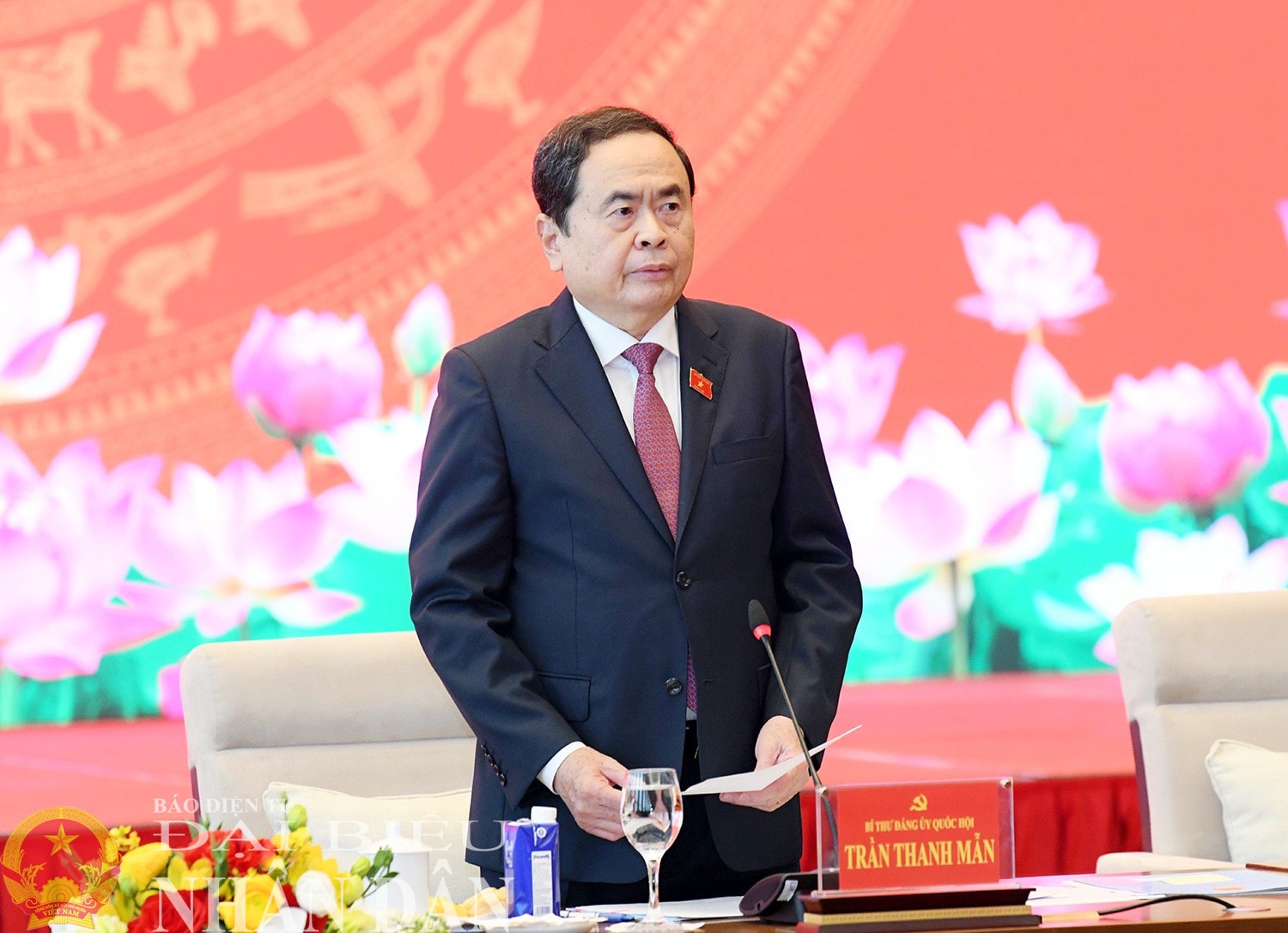 Chủ tịch Quốc hội Trần Thanh Mẫn phát biểu tại Hội nghị. Ảnh: Lâm Hiển