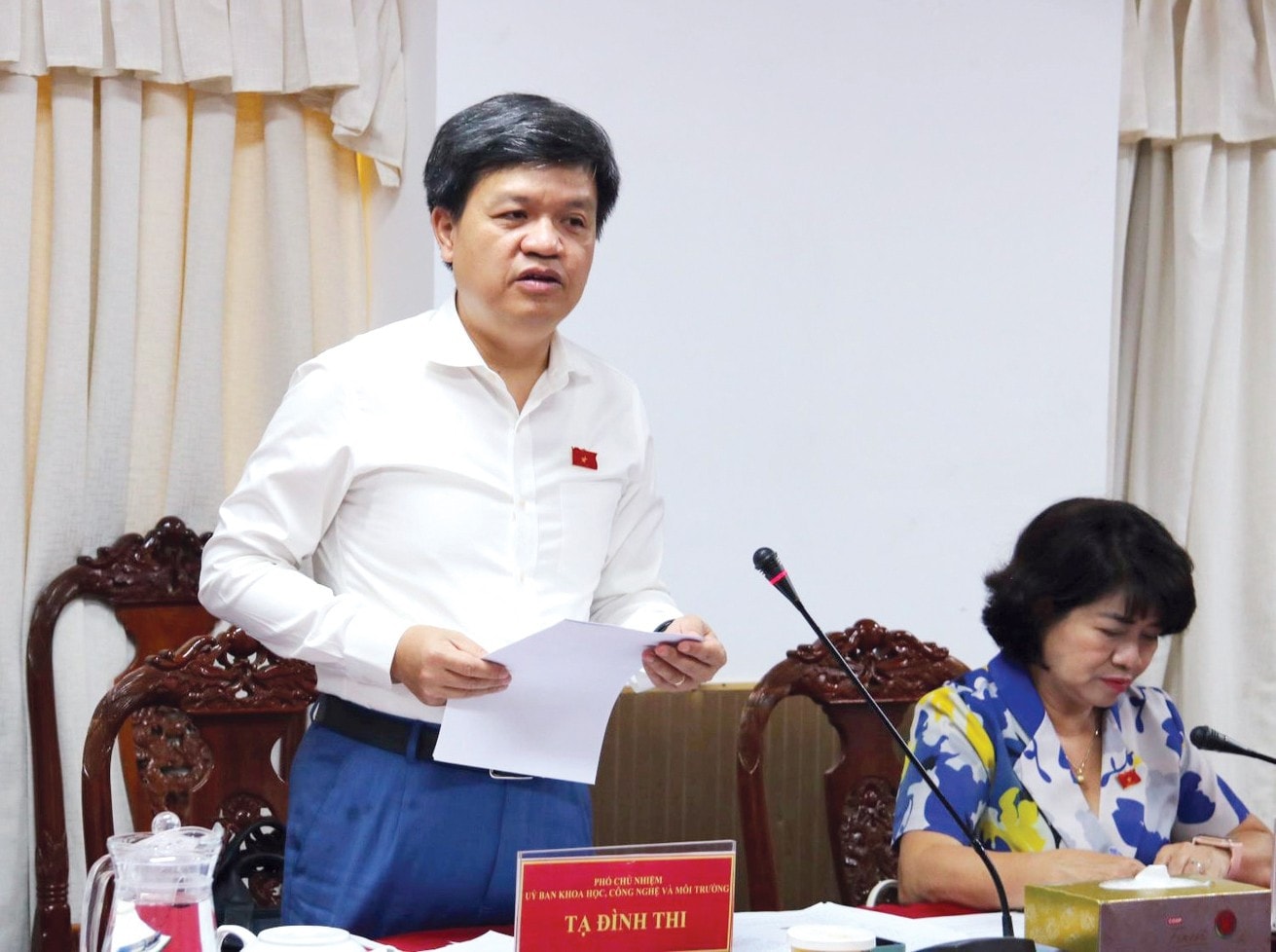 Phó Chủ nhiệm Ủy ban Khoa học, Công nghệ và Môi trường Tạ Đình Thi phát biểu kết luận cuộc làm việc