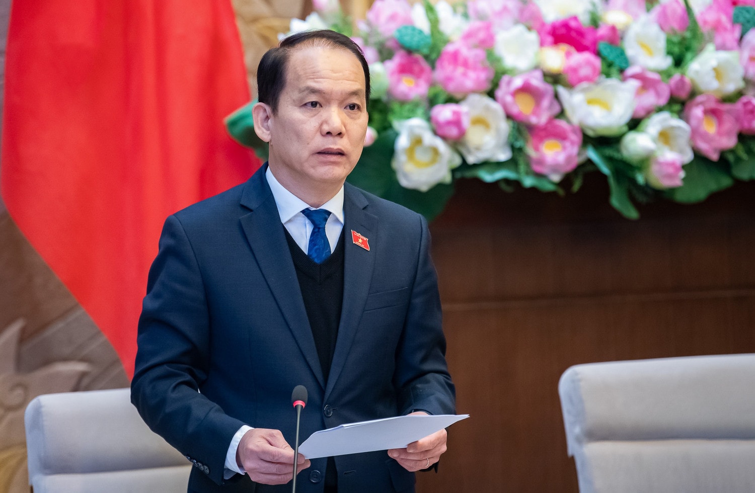 Chủ nhiệm Ủy ban Pháp luật và Tư pháp Hoàng Thanh Tùng phát biểu khai mạc hội thảo