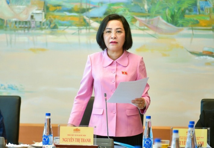 Phó Chủ tịch Quốc hội Nguyễn Thị Thanh phát biểu tại Phiên họp thứ nhất Đoàn giám sát “Việc thực hiện chính sách, pháp luật về phát triển và sử dụng nguồn nhân lực đáp ứng yêu cầu phát triển KT - XH, nhất là nguồn nhân lực chất lượng cao”. Ảnh: T. Hiếu