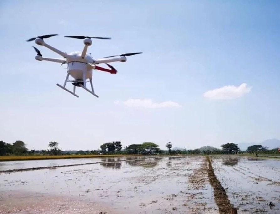 Drone rải phân bón và gieo hạt ở Indonesia. Nguồn: antaranews.com